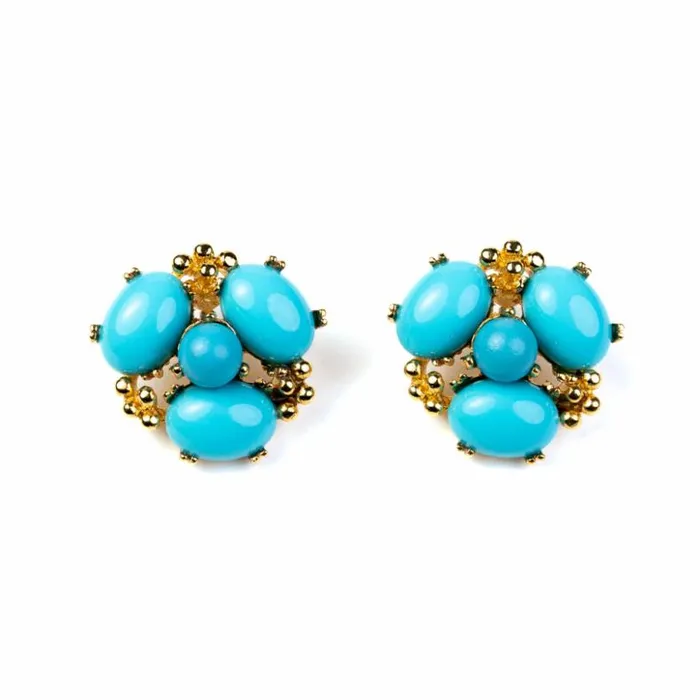 Kenneth Jay Lane Light Color Earrings Women Turquoise Cabochon Cluster Pierced Earrings Kenneth Jay Lane Light Color Earrings Women Turquoise Cabochon Cluster Pierced Earrings