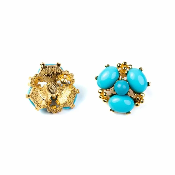 Kenneth Jay Lane Light Color Earrings Women Turquoise Cabochon Cluster Pierced Earrings Kenneth Jay Lane Light Color Earrings Women Turquoise Cabochon Cluster Pierced Earrings