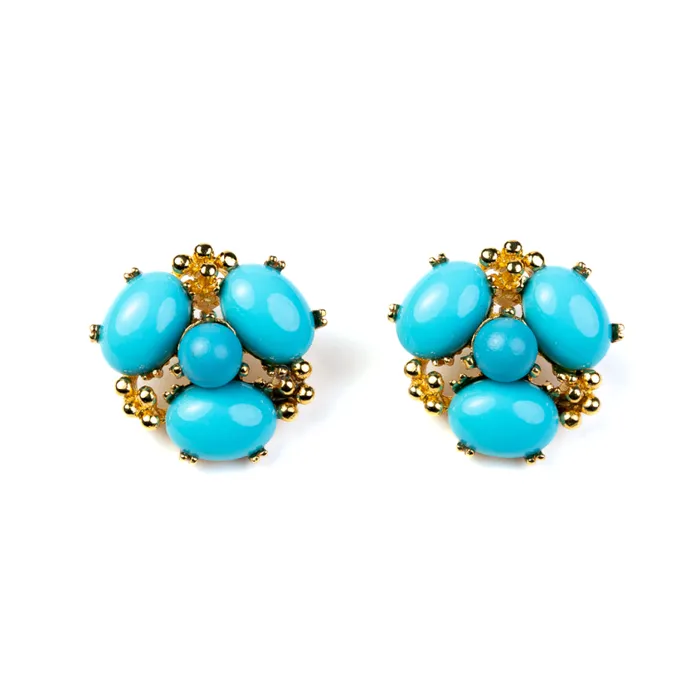 Kenneth Jay Lane Light Color Earrings Women Turquoise Cabochon Cluster Pierced Earrings Kenneth Jay Lane Light Color Earrings Women Turquoise Cabochon Cluster Pierced Earrings
