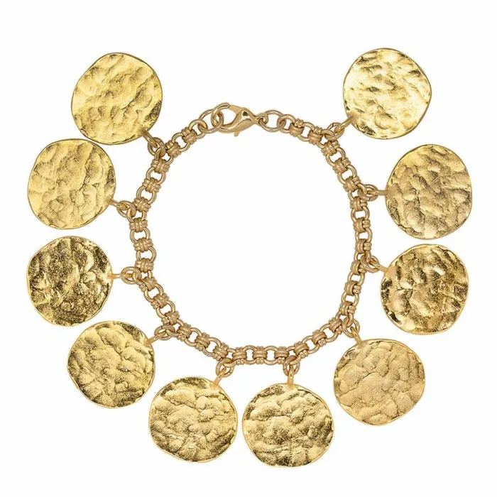 Kenneth Jay Lane Metallic Finish Bracelets Women Gold Coin Charm Bracelet