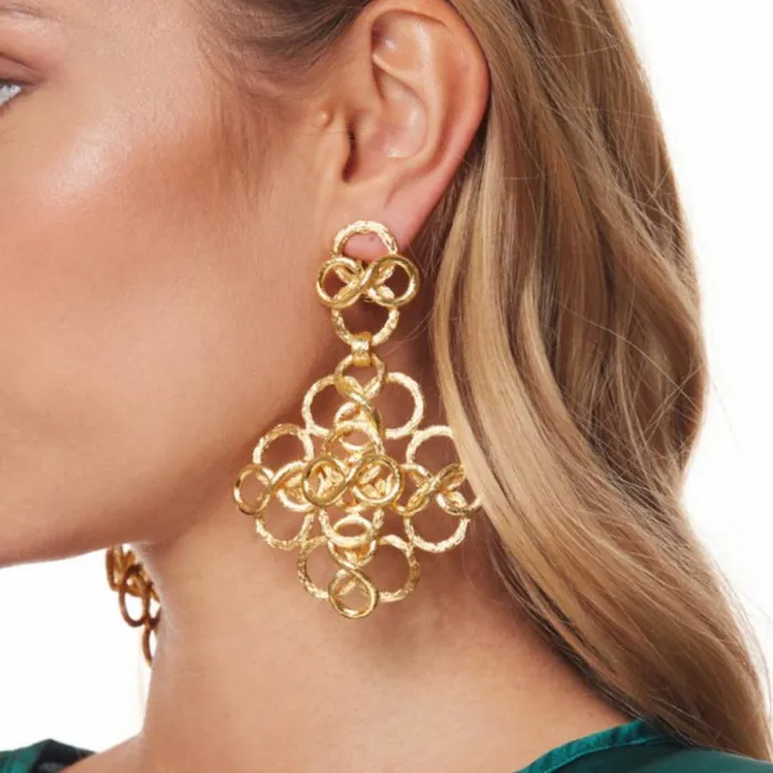 Kenneth Jay Lane Metallic Finish Earrings Women Fancy Swirl Clip Earrings