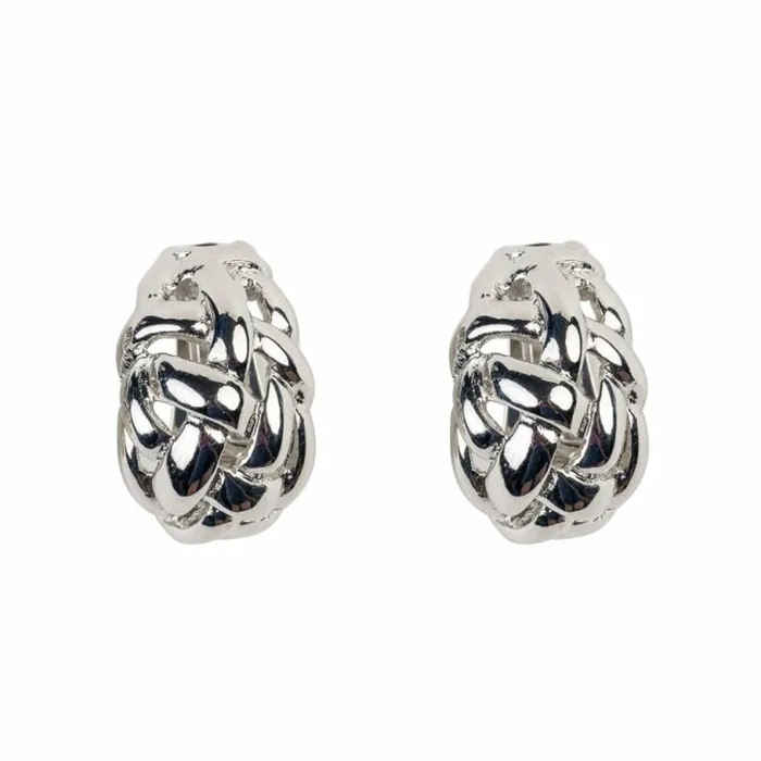 Kenneth Jay Lane Metallic Finish Earrings Women Silver Weave Dome Clip Earrings Kenneth Jay Lane Metallic Finish Earrings Women Silver Weave Dome Clip Earrings