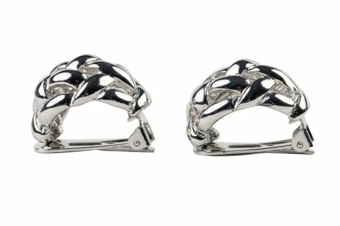 Kenneth Jay Lane Metallic Finish Earrings Women Silver Weave Dome Clip Earrings Kenneth Jay Lane Metallic Finish Earrings Women Silver Weave Dome Clip Earrings