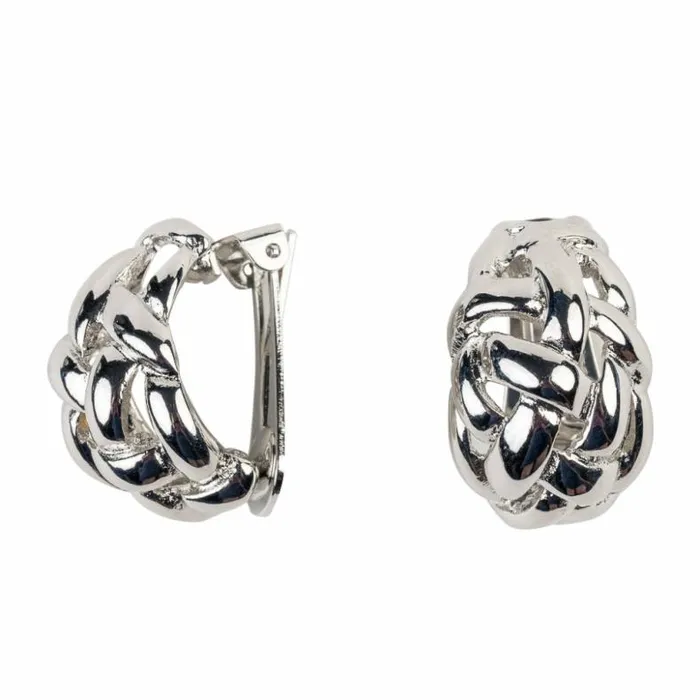 Kenneth Jay Lane Metallic Finish Earrings Women Silver Weave Dome Clip Earrings Kenneth Jay Lane Metallic Finish Earrings Women Silver Weave Dome Clip Earrings
