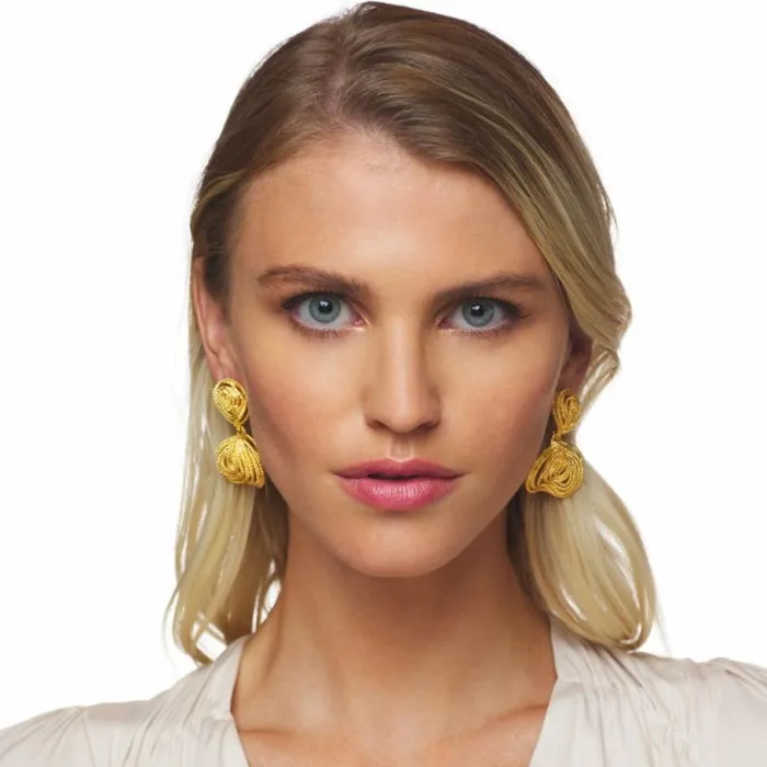 Kenneth Jay Lane Metallic Finish Earrings Women Textured Cluster Drop Post Earring