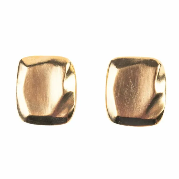 Kenneth Jay Lane Metallic Finish Earrings Women Textured Square Gold Clip Earrings Kenneth Jay Lane Metallic Finish Earrings Women Textured Square Gold Clip Earrings