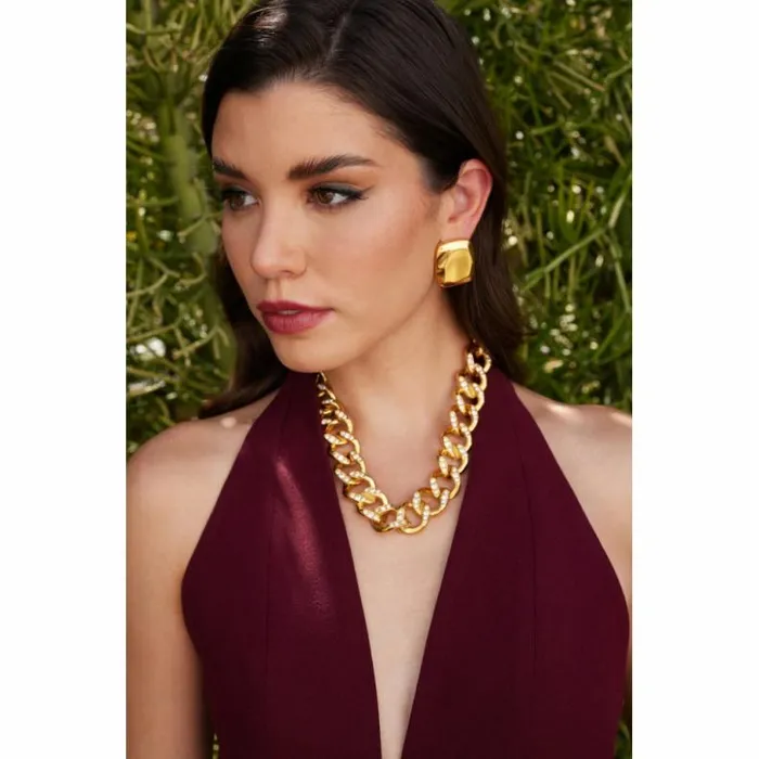 Kenneth Jay Lane Metallic Finish Earrings Women Textured Square Gold Clip Earrings