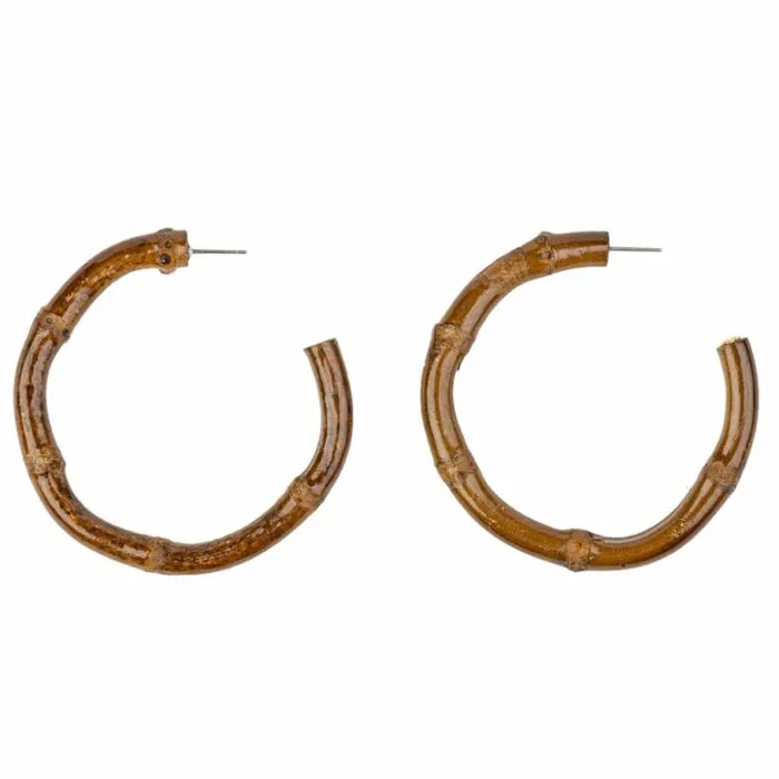 Kenneth Jay Lane Natural Earrings Women Bamboo Hoop Earring