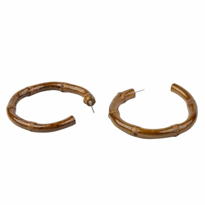Kenneth Jay Lane Natural Earrings Women Bamboo Hoop Earring