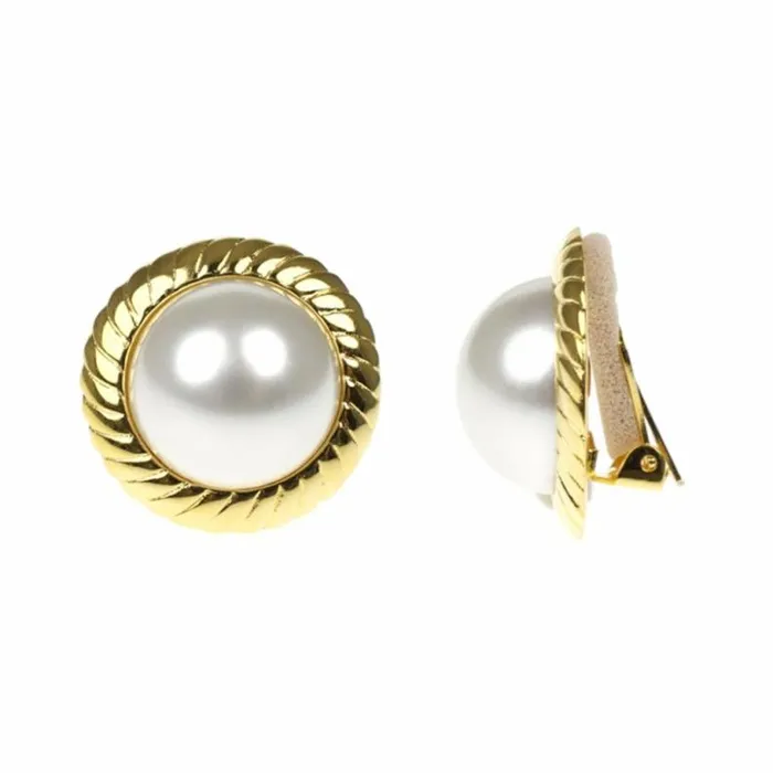 Kenneth Jay Lane Pearl Earrings Women Barbara Bush Twist Pearl Button Earrings