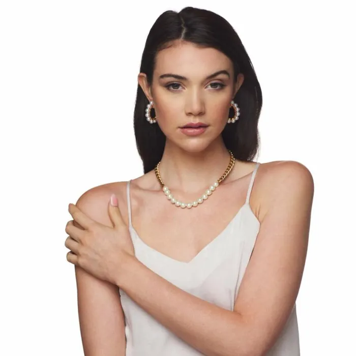 Kenneth Jay Lane Pearl Earrings Women Cultura Pearl Hoop Pierced Earring