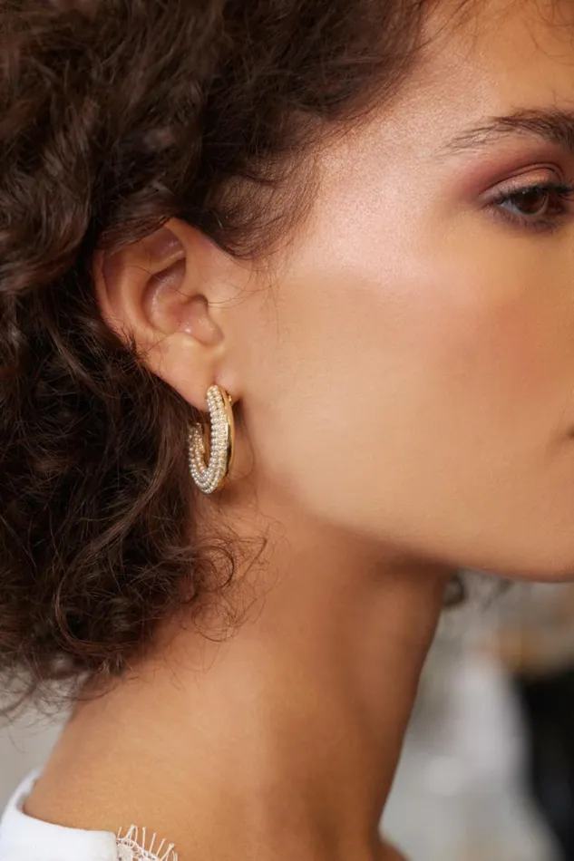 Kenneth Jay Lane Pearl Earrings Women Polished Gold And Pearl Hoop Earring Kenneth Jay Lane Pearl Earrings Women Polished Gold And Pearl Hoop Earring