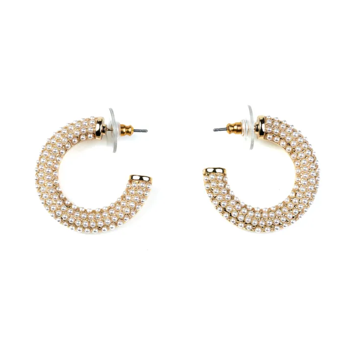 Kenneth Jay Lane Pearl Earrings Women Polished Gold And Pearl Hoop Earring Kenneth Jay Lane Pearl Earrings Women Polished Gold And Pearl Hoop Earring