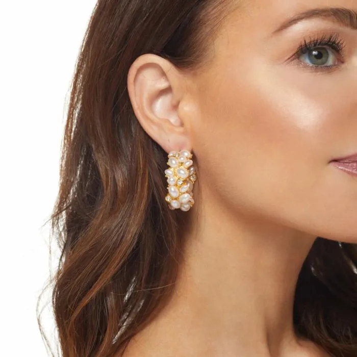 Kenneth Jay Lane Pearl Earrings Women White Pearl Hoop Clip Earring