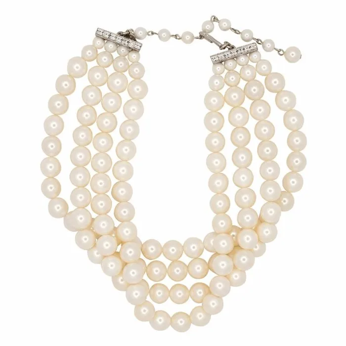 Kenneth Jay Lane Pearl Necklaces Women 4 Row White Shell Pearl Necklace