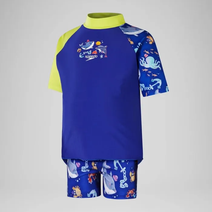 Kids Boy039s Rash Vests Speedo Boys039 Digital Short Sleeve Rash Top Blue