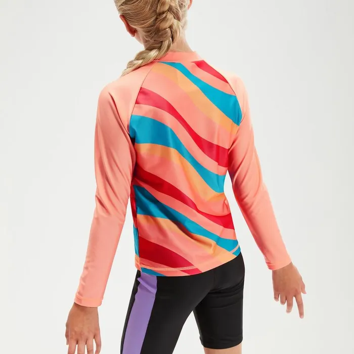Kids Girl039s Rash Vests Speedo Girls039 Long Sleeve Rash Top CoralAqua