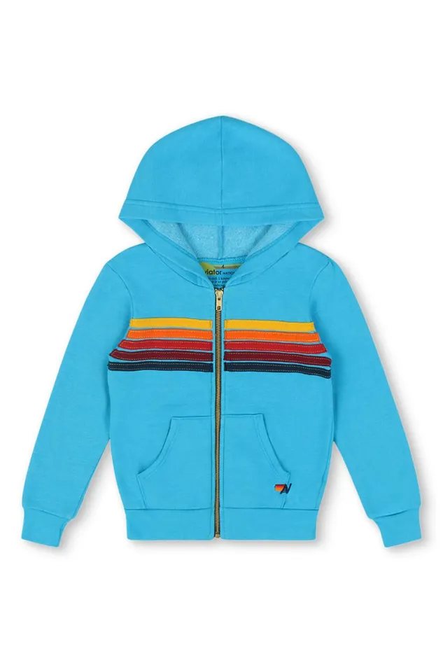 Kids Hoodies Aviator Nation 5 Stripe Hoodie 8211 Neon Blue