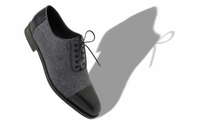 LaceUps Men Manolo Blahnik MANOLOBlack And Dark Grey Wool Lace Up Shoes