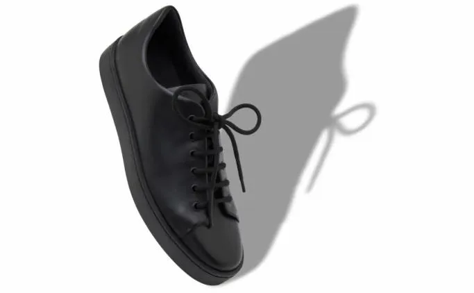 LaceUps Men Manolo Blahnik SEMANADOBlack Calf Leather Sneakers