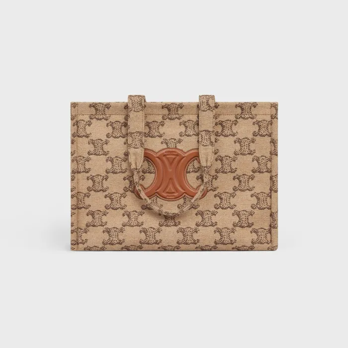 Large Cabas Thais In Textile With Triomphe Camel Women CELINE CABAS