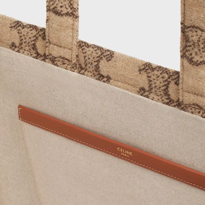 Large Cabas Thais In Textile With Triomphe Camel Women CELINE CABAS Large Cabas Thais In Textile With Triomphe Camel Women CELINE CABAS