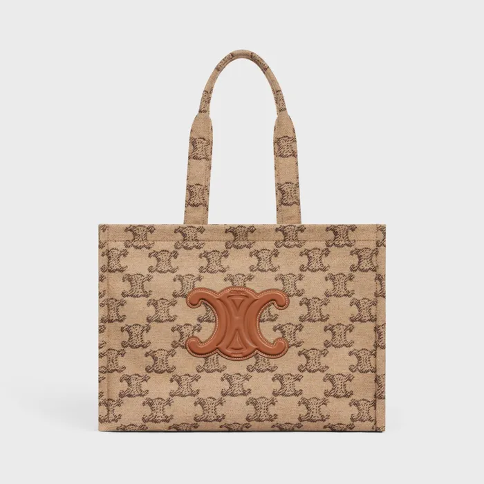 Large Cabas Thais In Textile With Triomphe Camel Women CELINE CABAS Large Cabas Thais In Textile With Triomphe Camel Women CELINE CABAS