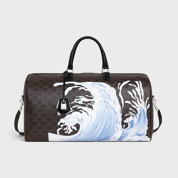 Large Travel Bag In Triomphe Canvas With David Weiss Wave Print Black Men CELINE BUSINESS AND TRAVEL BAGS Large Travel Bag In Triomphe Canvas With David Weiss Wave Print Black Men CELINE BUSINESS AND TRAVEL BAGS