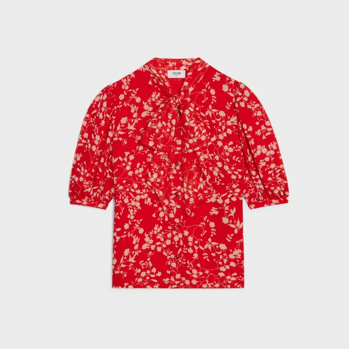 Lavallire Blouse In Silk Georgette Rougecraie Women CELINE SHIRTS AND TOPS