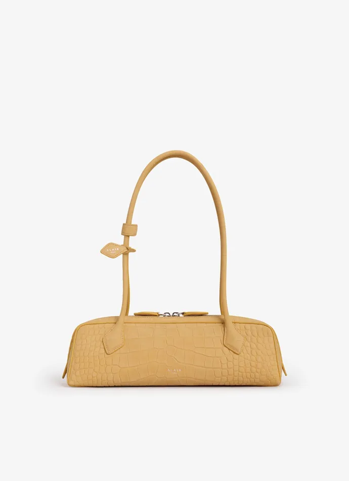 LE TECKEL MEDIUM BAG IN CROCO EMBOSSED NUBUK Women Alaa Le Teckel
