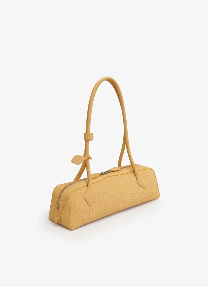 LE TECKEL MEDIUM BAG IN CROCO EMBOSSED NUBUK Women Alaa Le Teckel