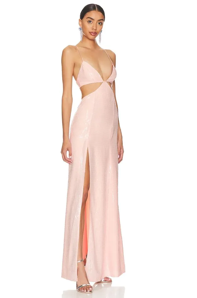 Leighton Sequin Gown Champagne Pink Women Lovers and Friends Dresses