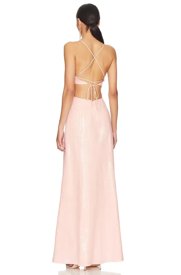 Leighton Sequin Gown Champagne Pink Women Lovers and Friends Dresses