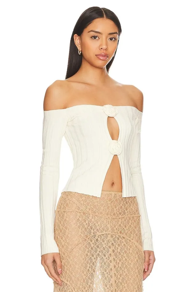 Liora Rosette Sweater White Women Lovers and Friends Sweaters and Knits