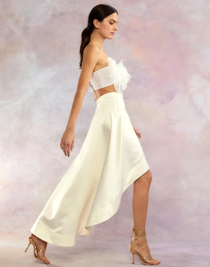 Livia Satin Skirt 8211 White Women Cynthia Rowley Bottoms