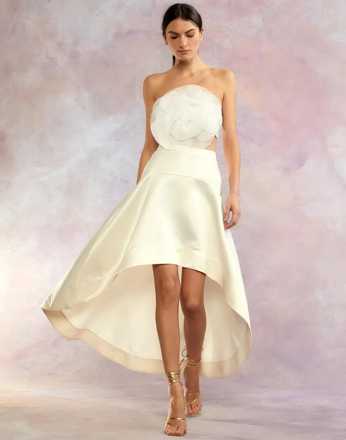 Livia Satin Skirt 8211 White Women Cynthia Rowley Bottoms