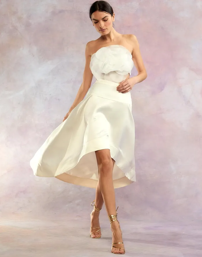 Livia Satin Skirt 8211 White Women Cynthia Rowley Bottoms
