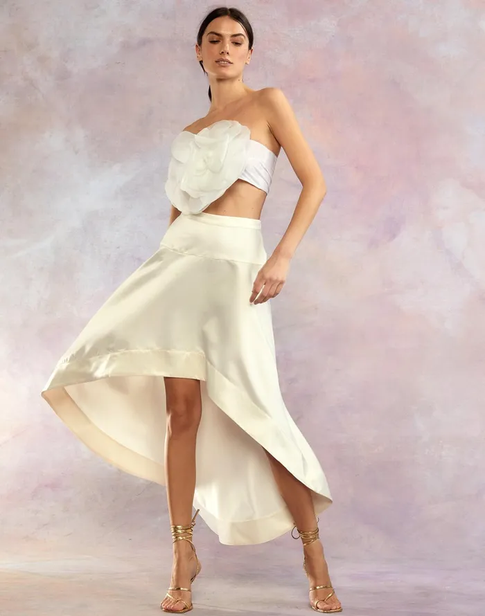 Livia Satin Skirt 8211 White Women Cynthia Rowley Bottoms