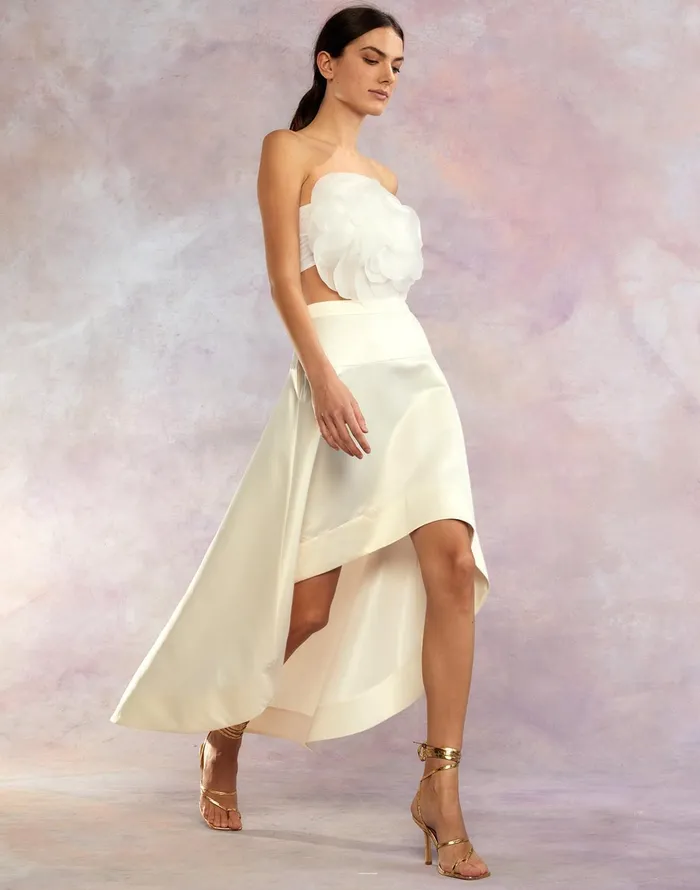 Livia Satin Skirt 8211 White Women Cynthia Rowley Bottoms