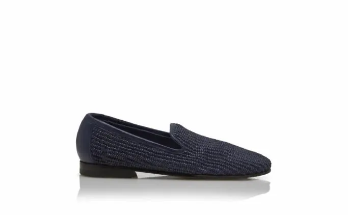 Loafers Men Manolo Blahnik MARIONavy Blue Raffia Loafers Loafers Men Manolo Blahnik MARIONavy Blue Raffia Loafers
