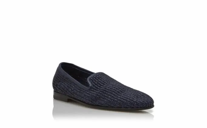 Loafers Men Manolo Blahnik MARIONavy Blue Raffia Loafers Loafers Men Manolo Blahnik MARIONavy Blue Raffia Loafers