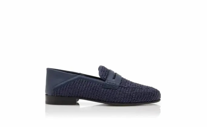 Loafers Men Manolo Blahnik PADSTOWNavy Blue Raffia Penny Loafers Loafers Men Manolo Blahnik PADSTOWNavy Blue Raffia Penny Loafers