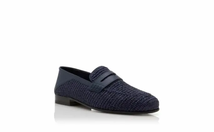 Loafers Men Manolo Blahnik PADSTOWNavy Blue Raffia Penny Loafers Loafers Men Manolo Blahnik PADSTOWNavy Blue Raffia Penny Loafers