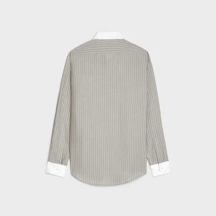 Loose Carnaby Shirt In Striped Silk Taupecraie Men CELINE SHIRTS
