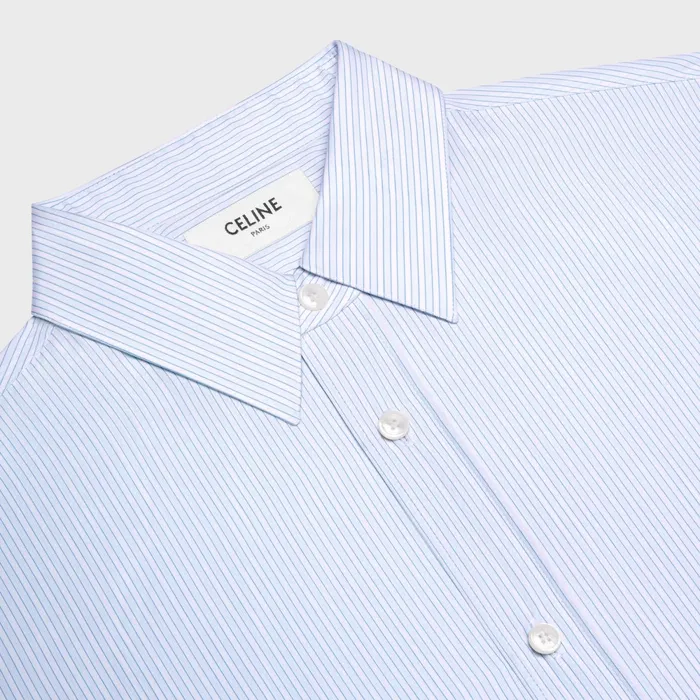Loose Shirt In Cotton Poplin Blancbleu Ciel Men CELINE SHIRTS