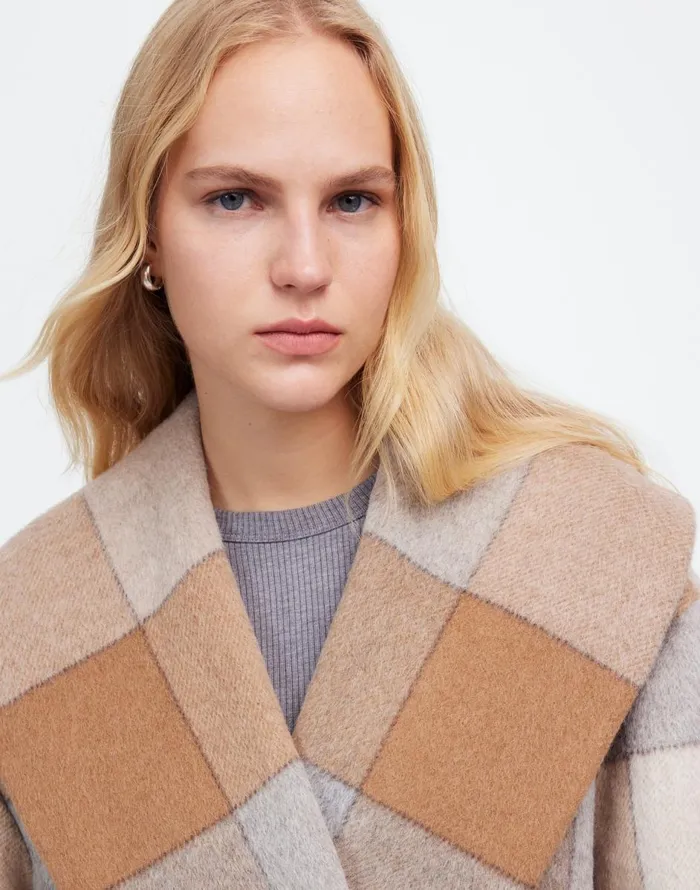 Madewell Belted Robe Coat In Plaid Soft Fawn Women Coats Jackets