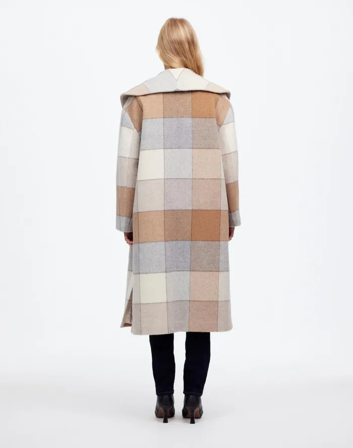 Madewell Belted Robe Coat In Plaid Soft Fawn Women Coats Jackets