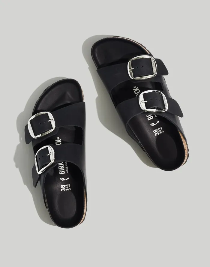 Madewell Birkenstock Big Buckle Arizona Sandals Black Oiled Leather Women Sandals Madewell Birkenstock Big Buckle Arizona Sandals Black Oiled Leather Women Sandals