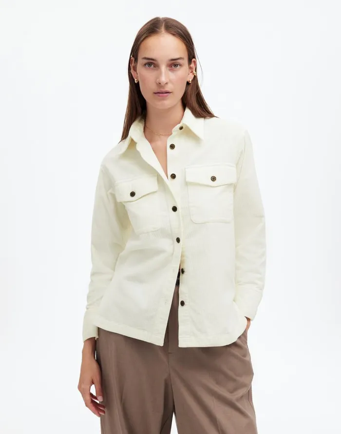Madewell Corduroy Relaxed ShirtJacket Winter White Women Tops and Shirts