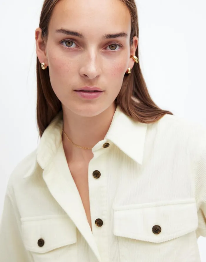 Madewell Corduroy Relaxed ShirtJacket Winter White Women Tops and Shirts